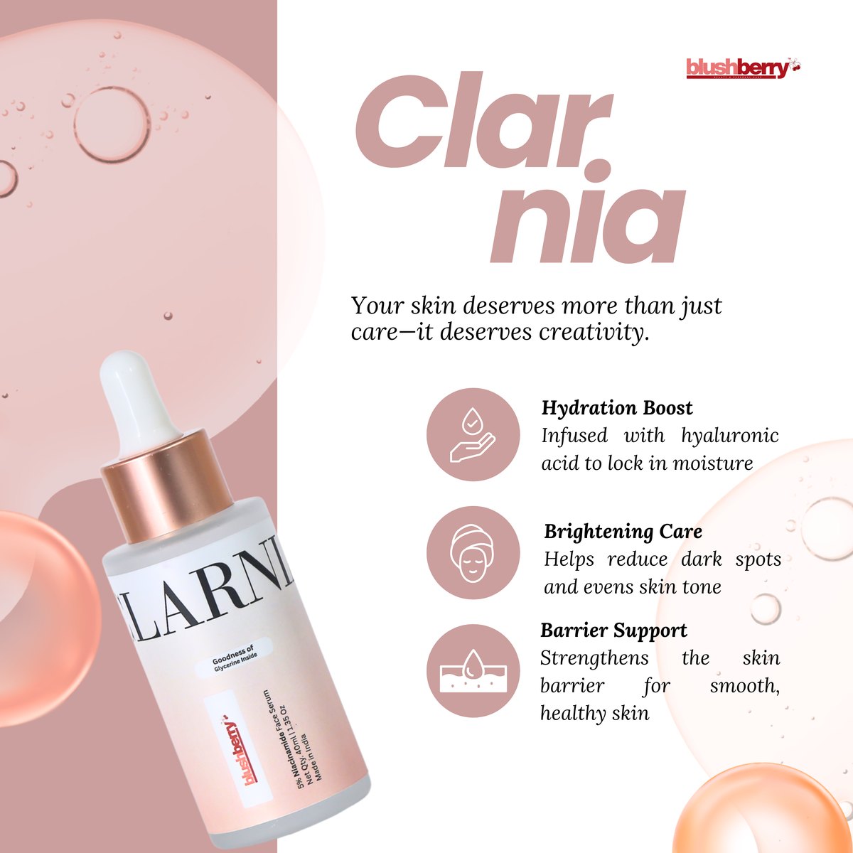 Clarnia Niacinamide Face Serum – Brightening & Pore Care Serum for Oily, Acne-Prone & Uneven Skin — photo 2