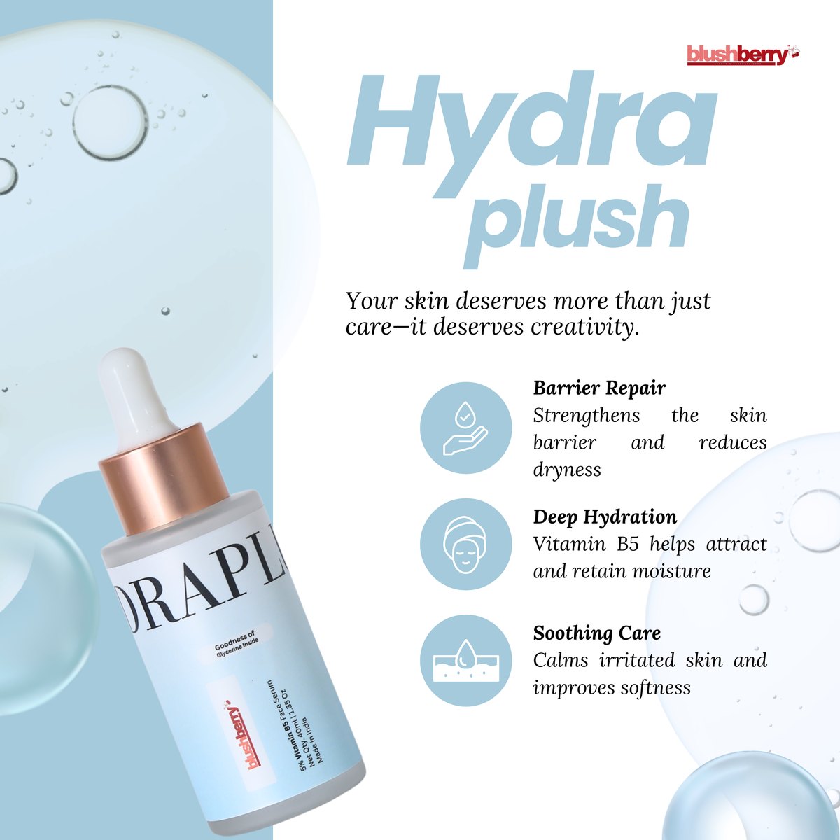 Hydraplush Vitamin B5 Hydrating Serum – Panthenol Face Serum for Deep Hydration, Skin Barrier & Soothing Care — photo 2